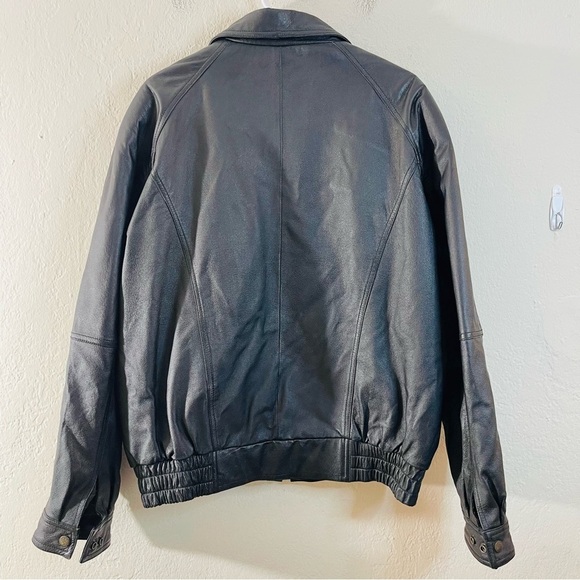Guide Gear Genuine Leather Bomber Jacket Men Size Small Black Pockets - Picture 2 of 10